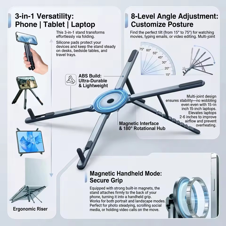 Laptop Ergonomic Accessories - Suporte Magnético Portátil para Telefone e