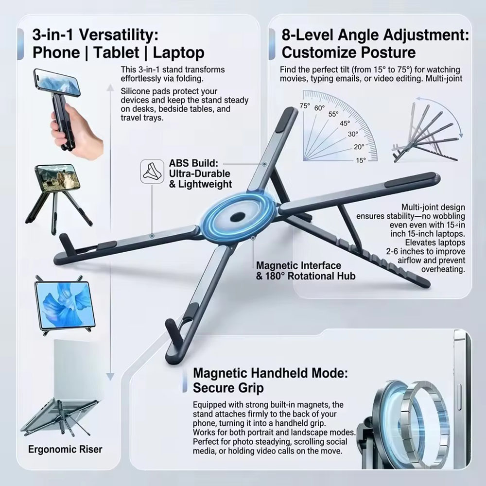 Laptop Ergonomic Accessories - Suporte Magnético Portátil para Telefone e