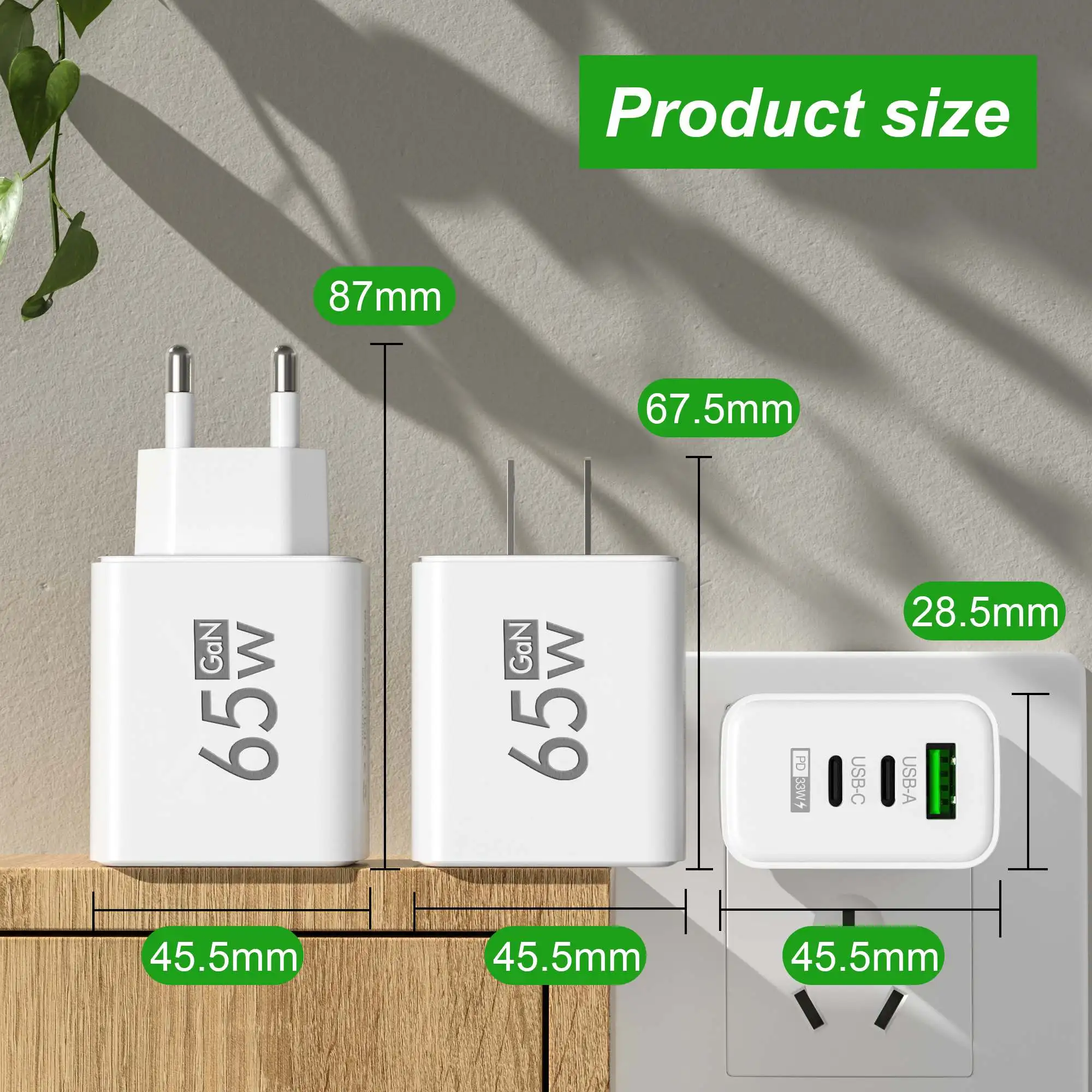 Laptop Accessories Usb - Carregador de parede dobrável 65W GaN