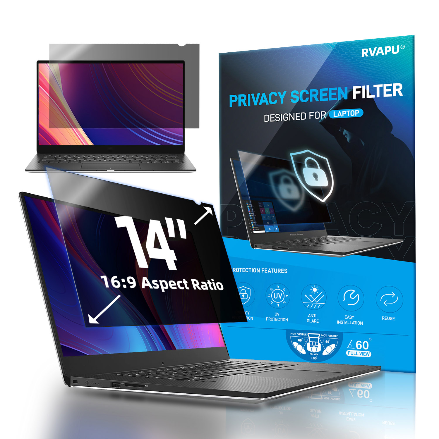 Privacy Screen Filter - Para laptop 14 polegadas privacidade anti-peep/espião