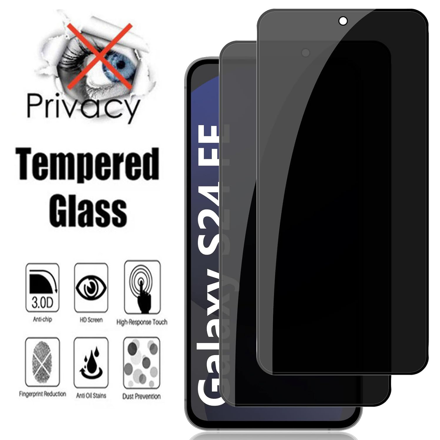 Privacy Screen Filter - 2 unidades de vidro anti-espião para