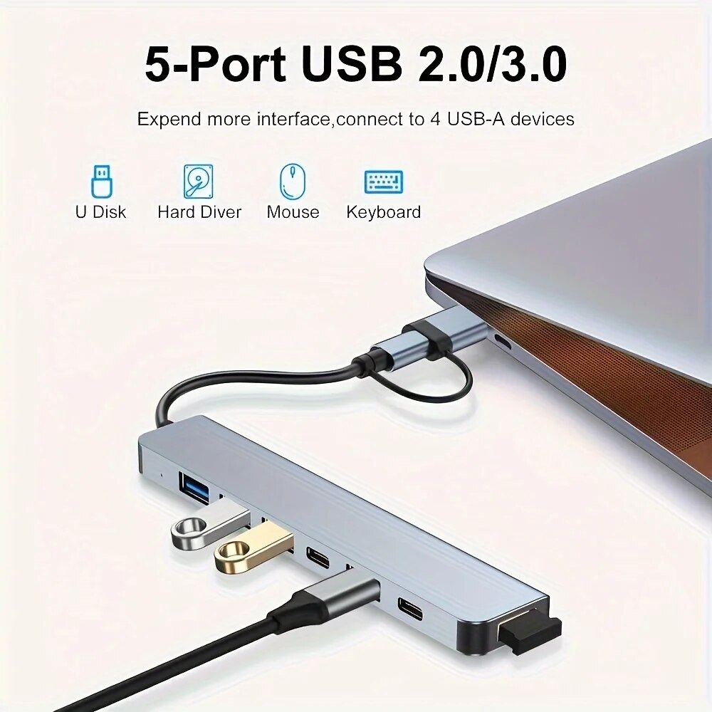 Hub USB3.0 2 em 1 com 7 Portas - Laptop Accessories Usb avaliação e preço